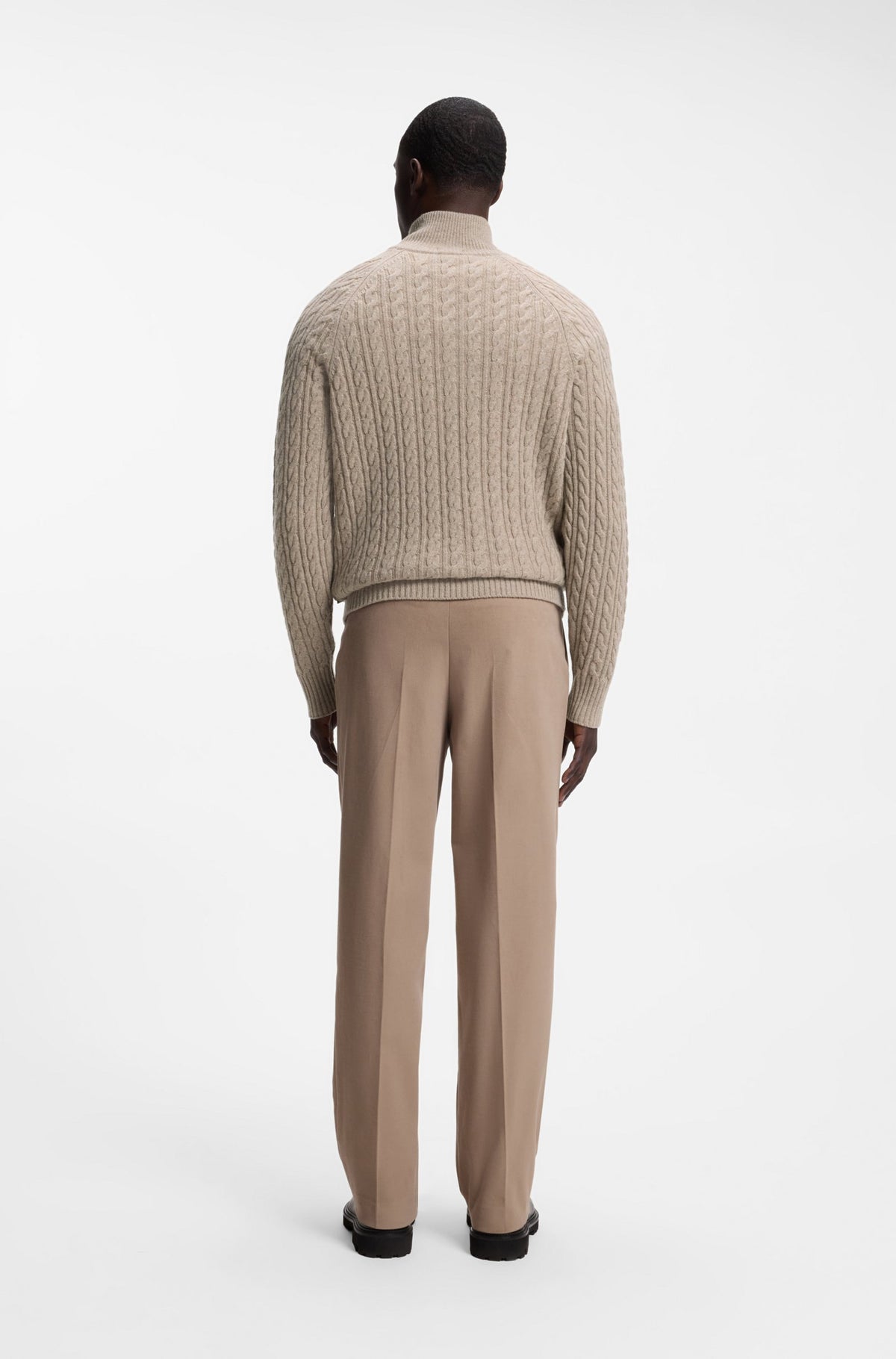 BOSS MEN PULLOVER H-FURORE HALF ZIP OPEN BROWN