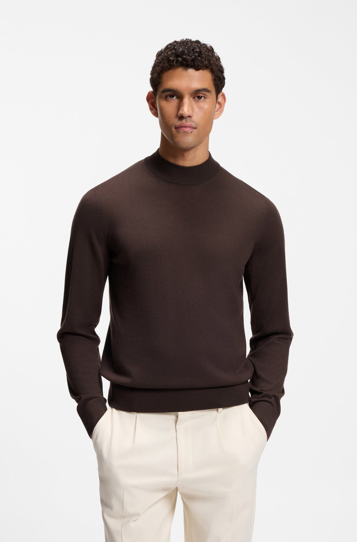 BOSS MEN PULLOVER H-BJARNO DARK BROWN