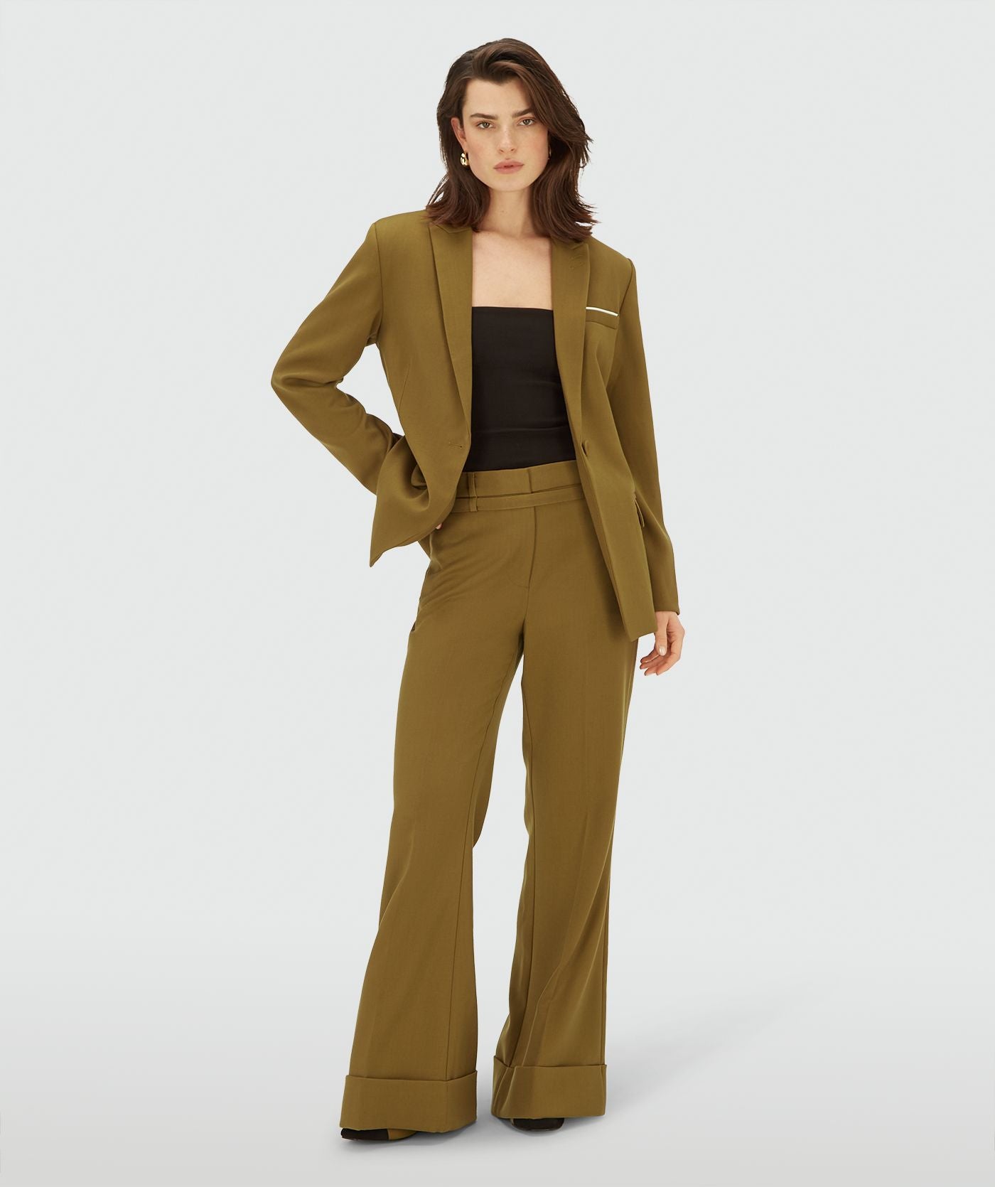 JOSH V BLAZER KANAN GETAILLEERD OLIVE GREEN