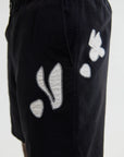 WAX LONDON SHORT KURT ABSTRACT APPLIQUE BLACK/BEIGE