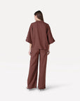 ANOTHER-LABEL PANTS MADDY LINNEN CHOCOLATE FONDANT