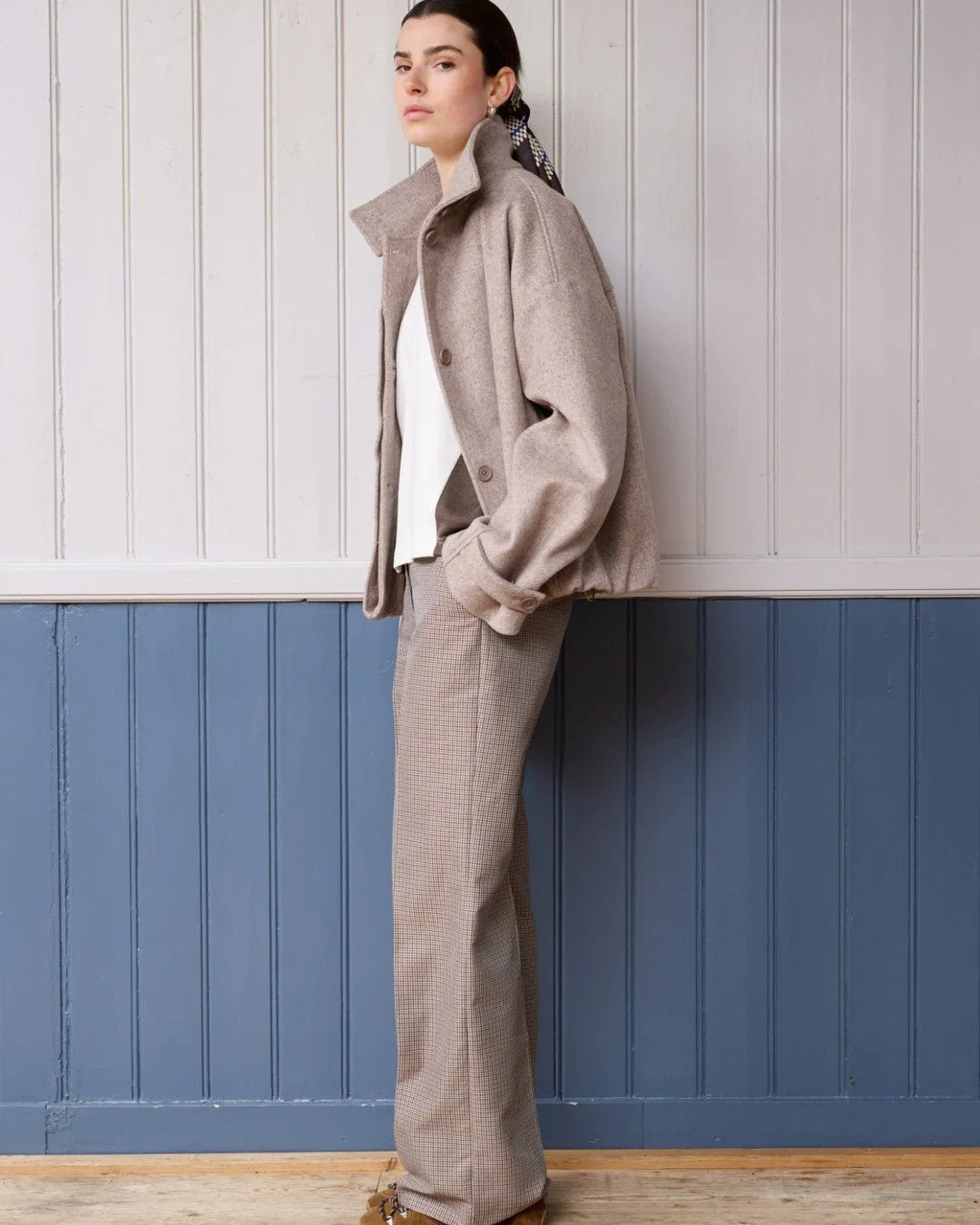 ANOTHER-LABEL PANTS MOORE BELTED CUP CHECK