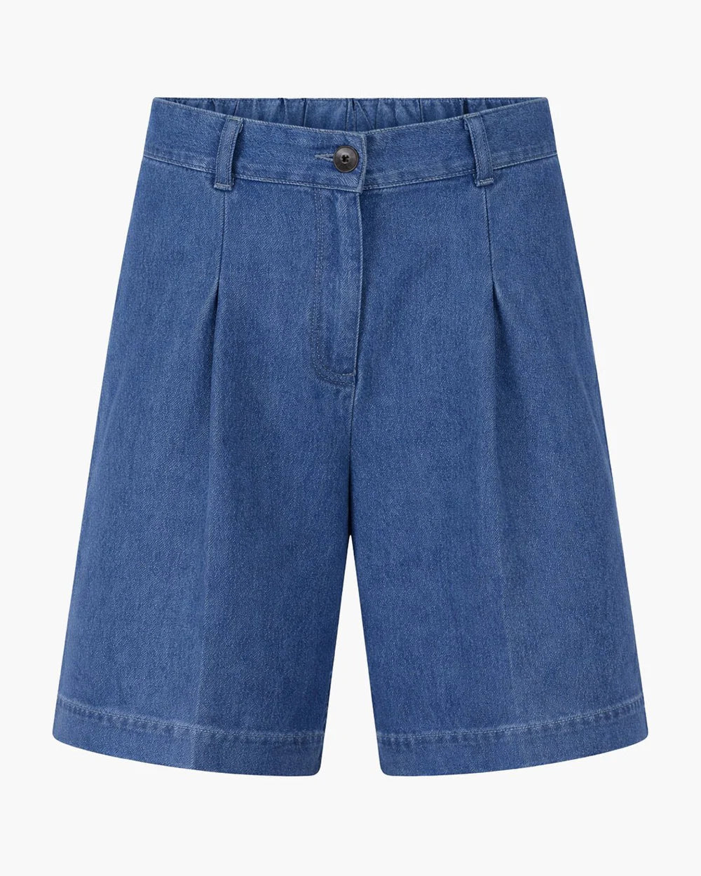 ANOTHER-LABEL SHORT MOORE PLEATED DENIM MID BLUE