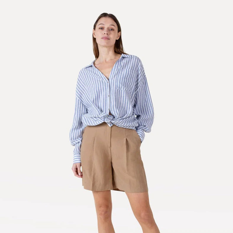 ANOTHER-LABEL SHORT MOORE PLEATED LYOCELL CARTOUCHE