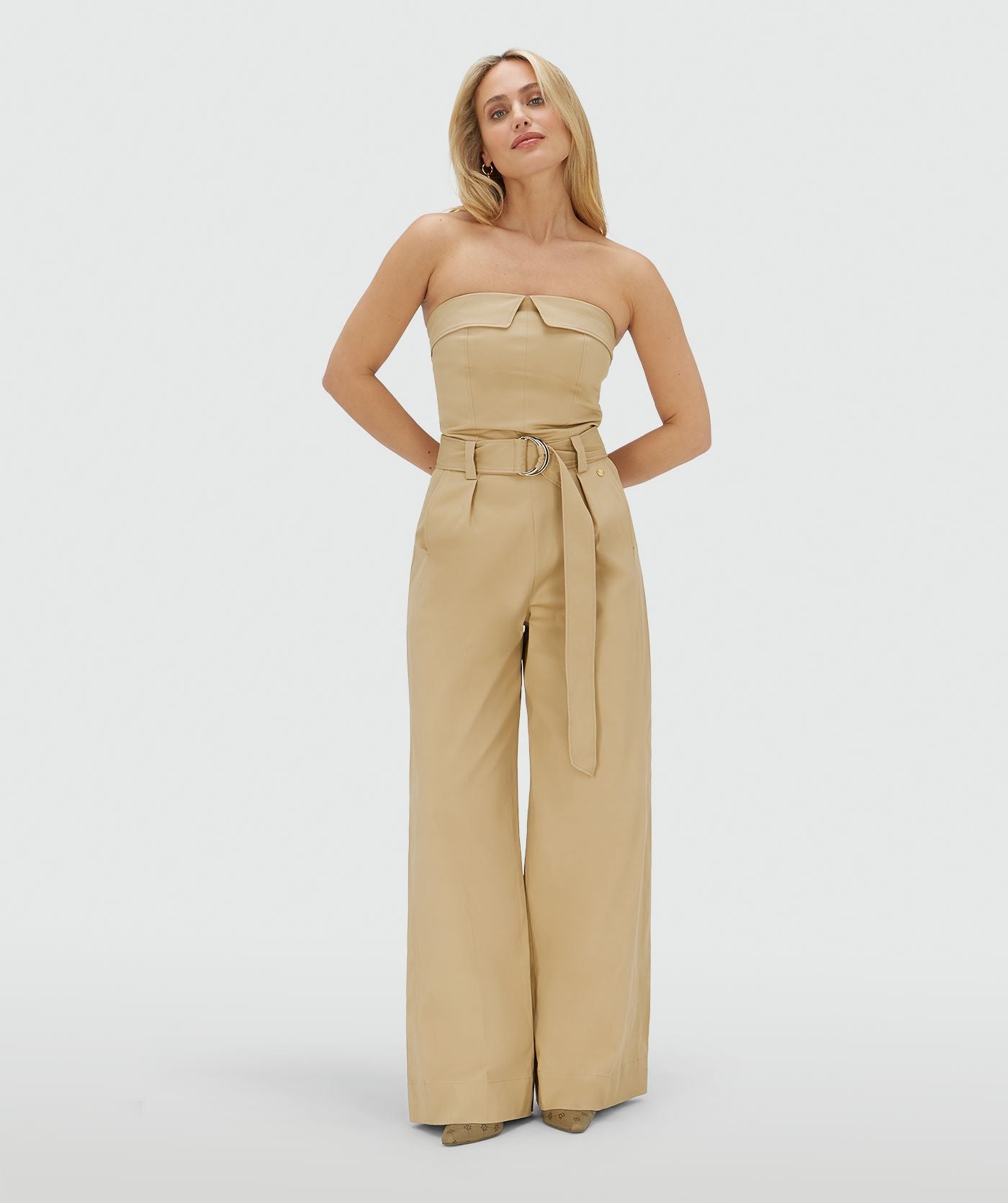 JOSH V JUMPSUIT MYRA WIDE LEG LIGHT CAMEL