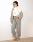 JOSH V JEANS PHEBE MID RISE MET STUDS GREY DENIM