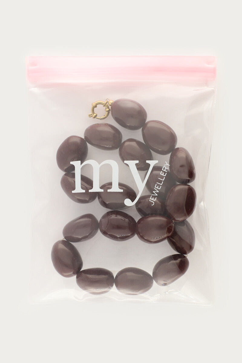 MY JEWELLERY KETTING CHUNKY KRALENKETTING BROWN