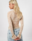 MY JEWELLERY TOP LACE WITH MANCHET BEIGE