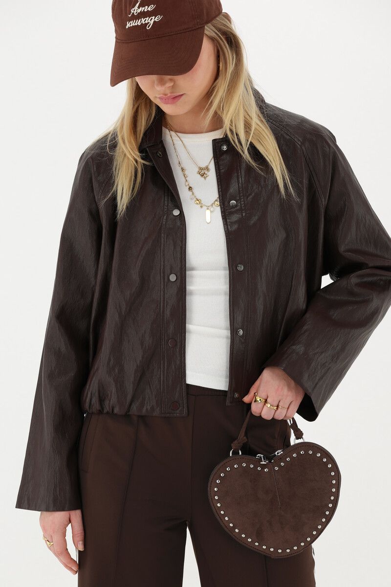 MY JEWELLERY TAS HARTJES CROSSBODY BAG IN SUEDE LOOK BROWN