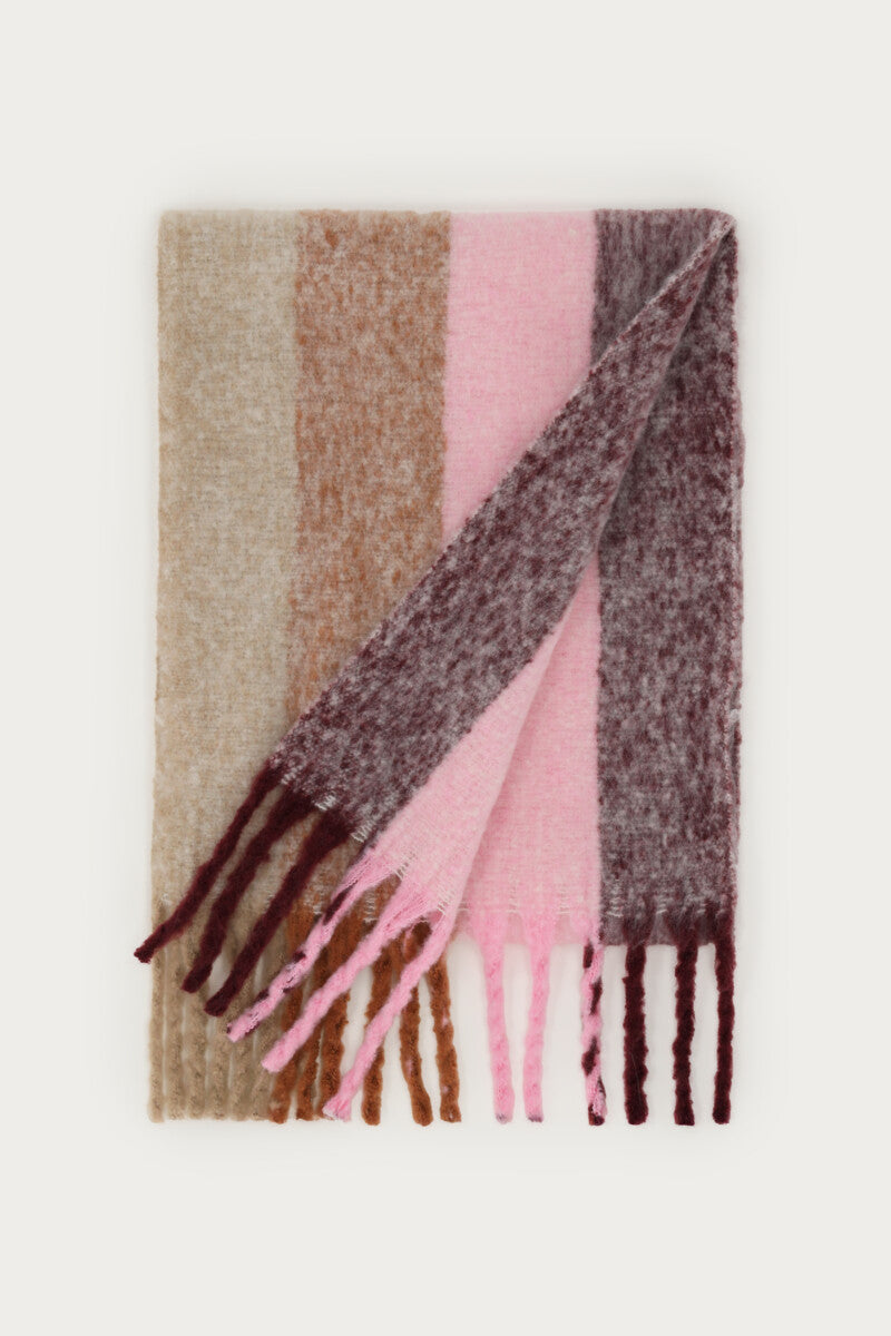 MY JEWELLERY SJAAL GESTREEPT ROZE BURGUNDY