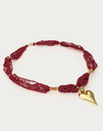 MY JEWELLERY KETTING WITH LACE AND HEART BURGUNDY