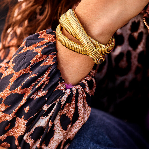 MY JEWELLERY ARMBAND VOGUE 3-DUBBELE BANGLE MET STRETCH GOLD