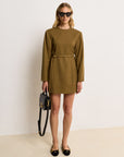 JOSH V JURK REVA DRESS MET SCHOUDERVULLING OLIVE GREEN