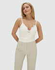 JOSH V TOP RIVER SLIM FIT MET KANT CREME WHITE