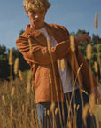 WAX LONDON OVERSHIRT ROCKLEY HONEYCOMB JACQUARD RUST