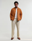 WAX LONDON OVERSHIRT ROCKLEY HONEYCOMB JACQUARD RUST
