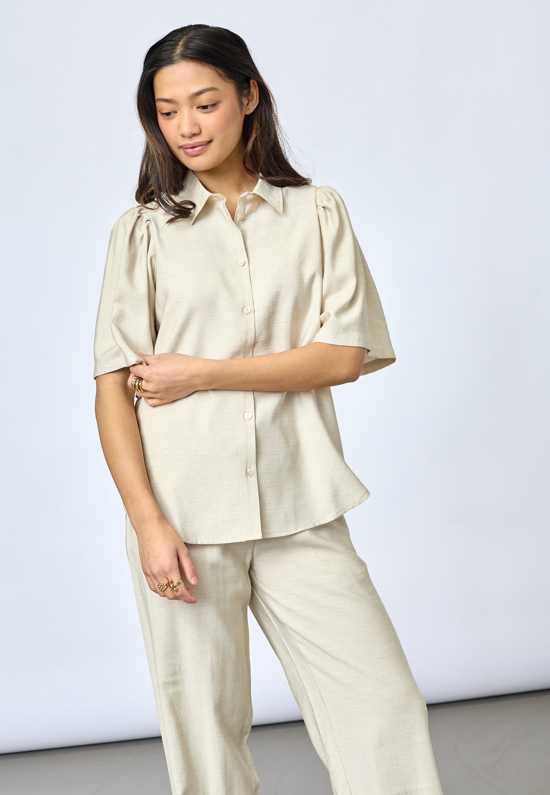 SISTERS POINT BLOUSE ELLA-SS.SH SAND MELANGE