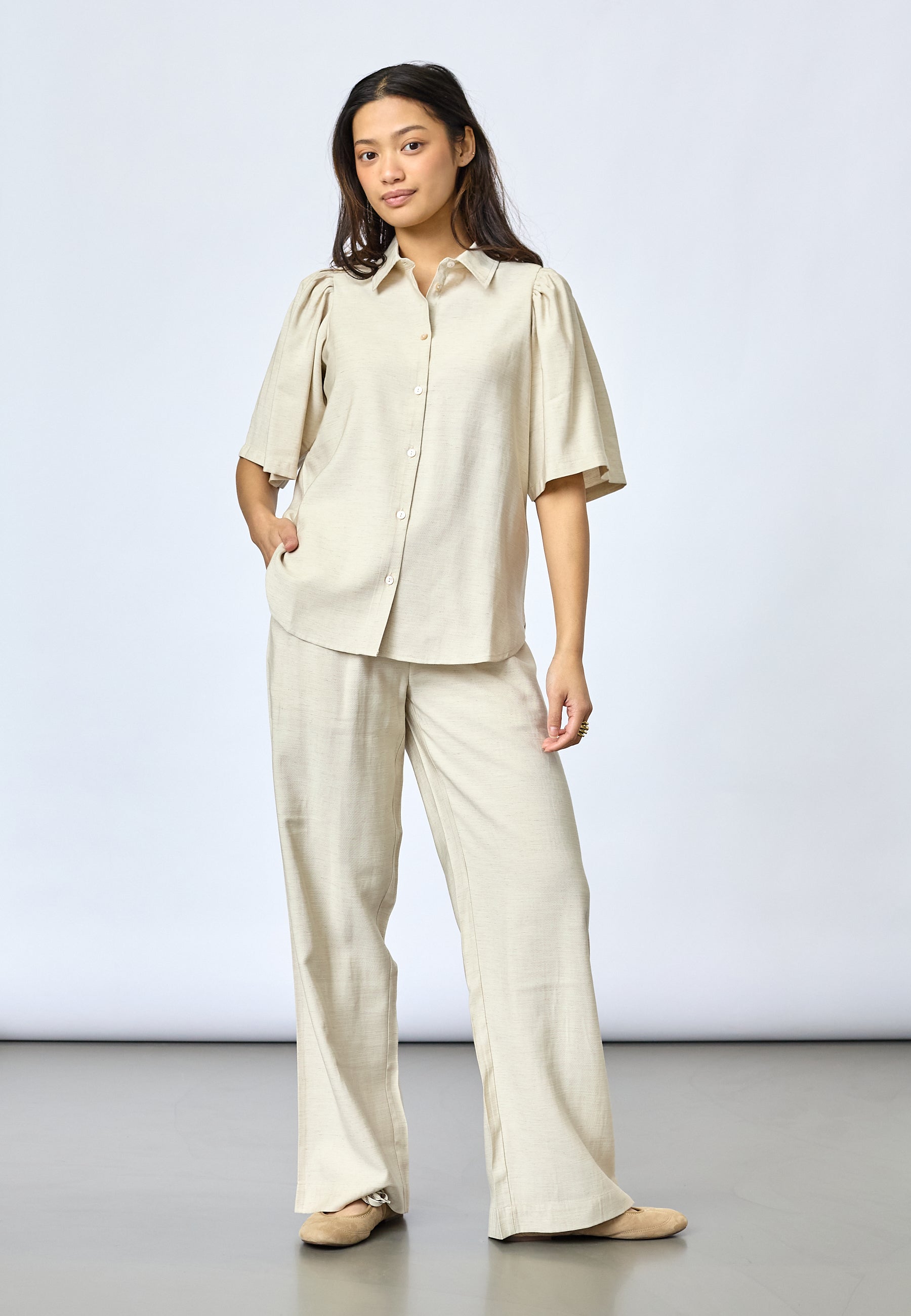 SISTERS POINT BLOUSE ELLA-SS.SH SAND MELANGE