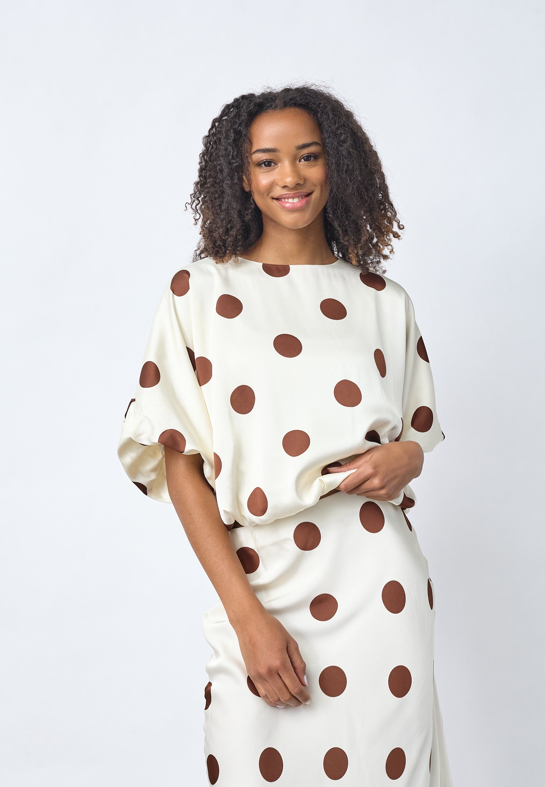 SISTERS POINT BLOUSE GUFO-TOP6 CREAM/BROWN DOTS