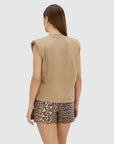 JOSH V T-SHIRT SUE REGULAR FIT WITH SHOULDER-PADS LIGHT KHAKI MELANGE