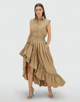 JOSH V ROK TARRANT HIGH WAISTED MAXI SKIRT LIGHT KHAKI