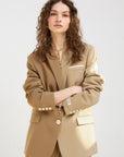 JOSH V BLAZER SUUS HOODIE OVERSIZED TWO-TONE KHAKI LIGHT CAMEL