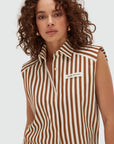 JOSH V TOP SUUSA STRAIGHT FIT STRIPES MOCHA BROWN