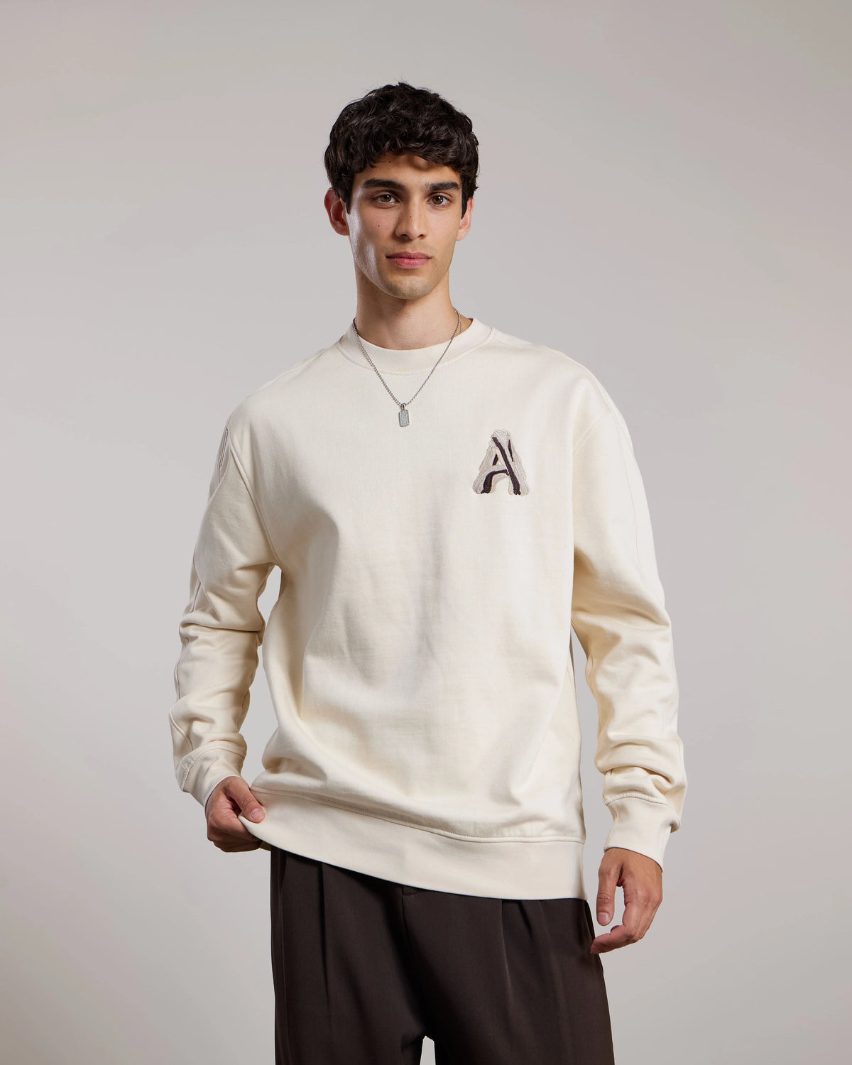 AEDEN SWEATER RUNEY WHITE CAP GREY