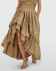 JOSH V ROK TARRANT HIGH WAISTED MAXI SKIRT LIGHT KHAKI