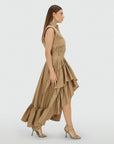 JOSH V ROK TARRANT HIGH WAISTED MAXI SKIRT LIGHT KHAKI