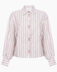ANOTHER-LABEL BLOUSE THEA STRIPE SHIRT L/S POMEGRANATE STRIPE