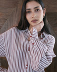 ANOTHER-LABEL BLOUSE THEA STRIPE SHIRT L/S POMEGRANATE STRIPE