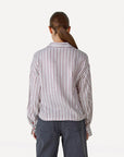 ANOTHER-LABEL BLOUSE THEA STRIPE SHIRT L/S POMEGRANATE STRIPE