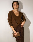 JOSH V PULLOVER TIMBER OVERSIZED TRUI MET MERINOWOL DARK BROWN MELANGE