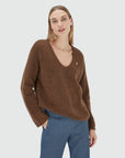 JOSH V PULLOVER TIMBER OVERSIZED TRUI MET MERINOWOL DARK BROWN MELANGE