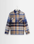 WAX LONDON OVERSHIRT WHITING BOLD CHECK BLUE/TAN